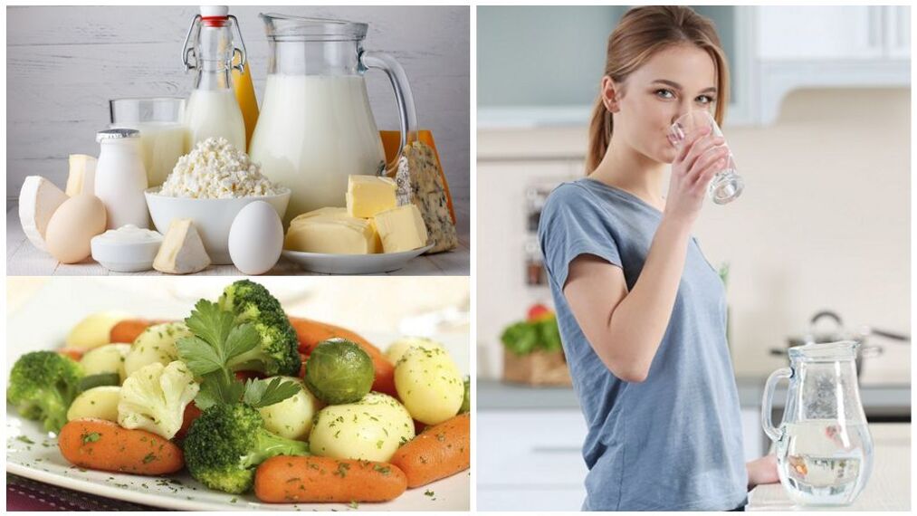 Dieta para la exacerbación de la gota agua, lácteos, verduras cocidas
